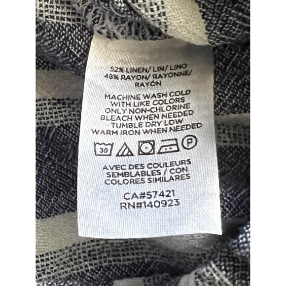 LOFT Linen Blend Romper Size 0 Blue Striped Sleeveless Drawstring Button Beach - Picture 8 of 11